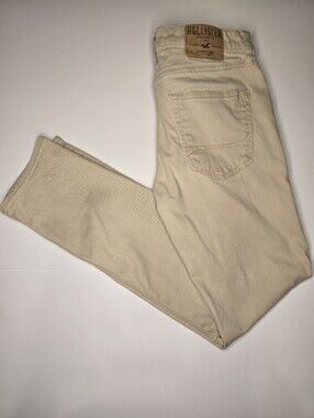 Hollister Skinny 5 Pocket Jeans Men's 30x32 Beige Khaki Slim Fit Casual Pants